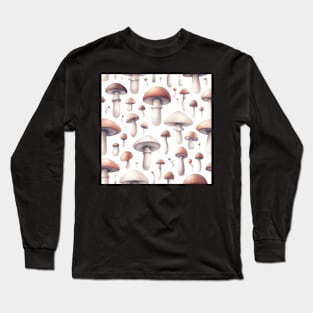 Simple Vintage Mushroom and Leaves Pattern Long Sleeve T-Shirt